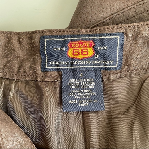 Vintage Route 66 Leather pants chocolate brown button fly y2k western bratz 26 - Picture 5 of 15